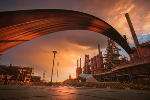 Steel Stacks and Stormy Skies Sunset