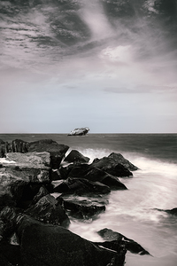 Wreck of the SS Atlantus Black and White Vertical