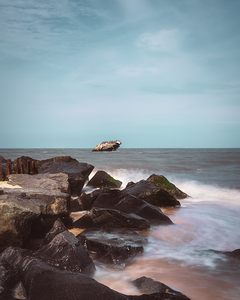 Wreck of the SS Atlantus Sunset Beach Rocks Portrait