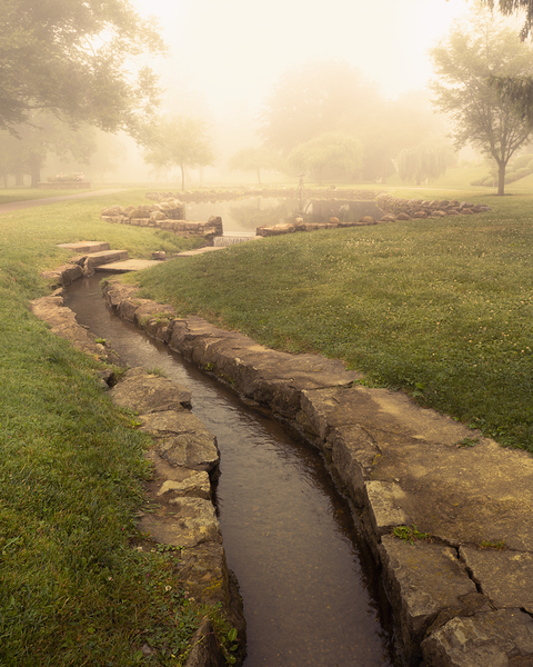 Rose Gardens Pond and Stream Print