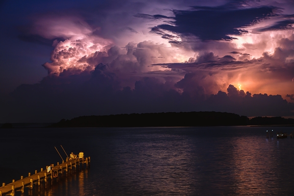 Bay Resort Lightning Composition Print