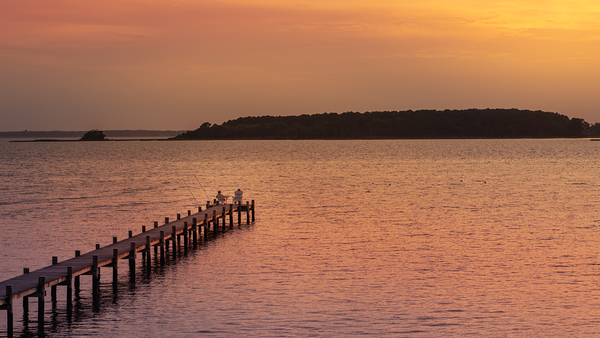 Rehoboth Bay Sunset and Pier Print