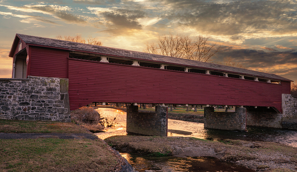 Covered Bridge Sunrise Print