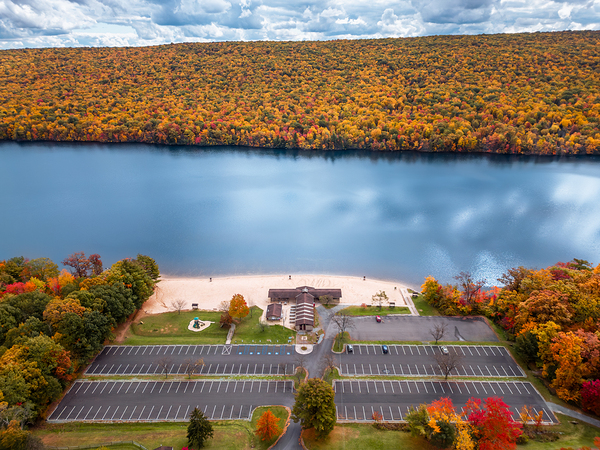 Fall Aerial Mauch Chunk Lake Recreational Area Print