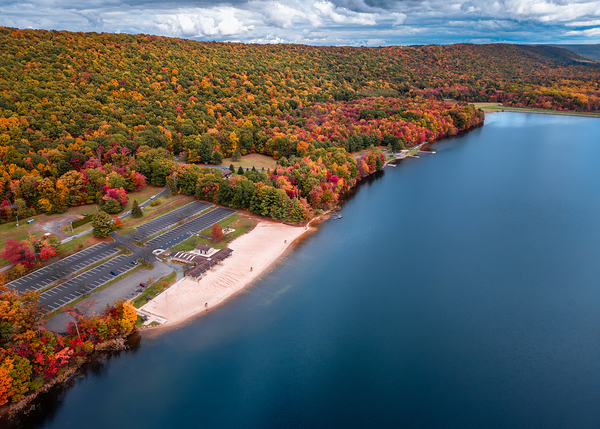Fall Aerial Mauch Lake Beach and Landscape Print