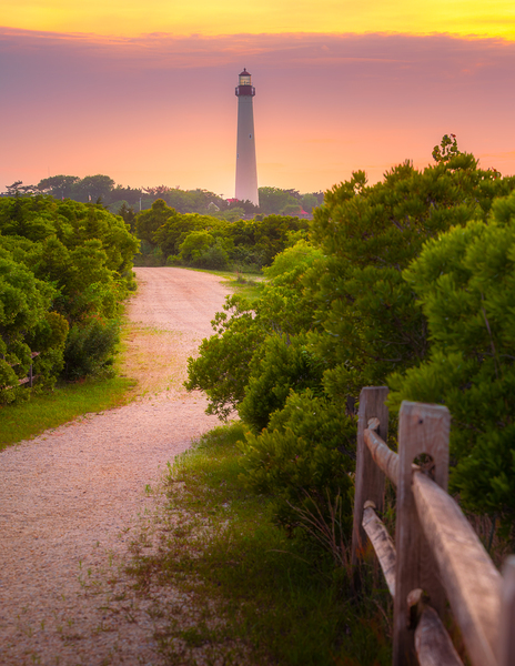 Sandy Path Sunset Cape May Lighthouse Print