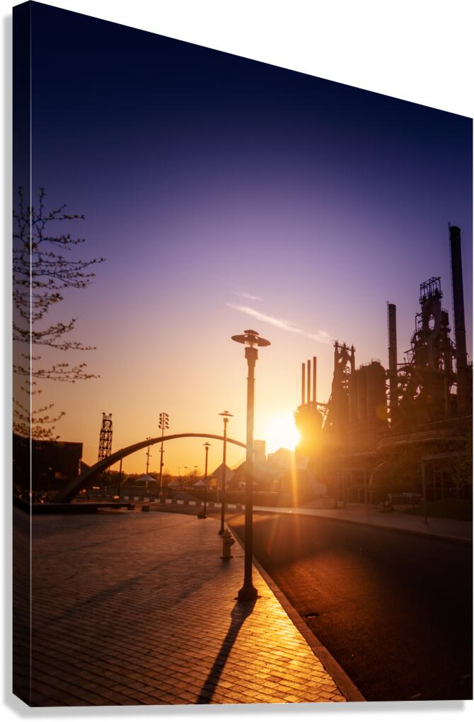 Steel Stacks Into the Sunset Canvas Print