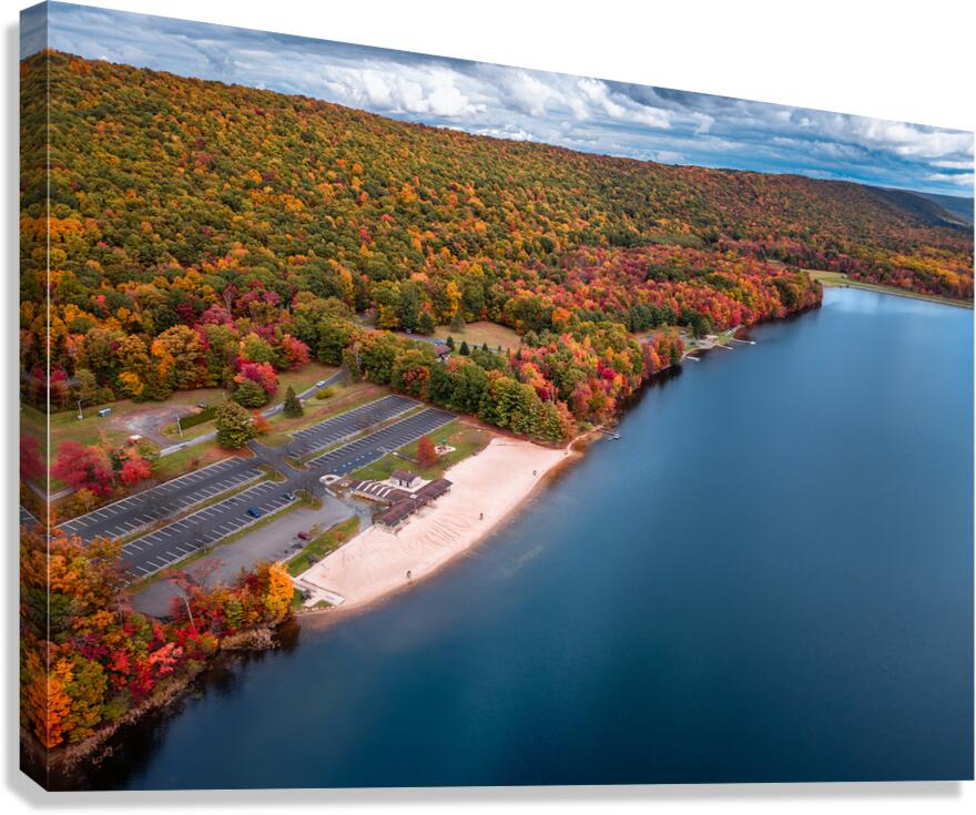 Fall Aerial Mauch Lake Beach and Landscape Canvas Print