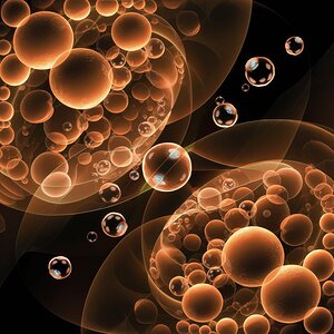 Glowing background with bubbles
