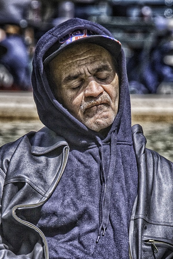 Man Sleeping with Hood Print