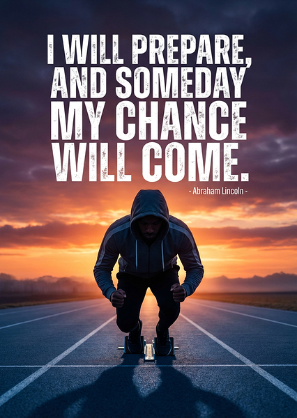 Motivational Quote: Runner Preparing for Success by Maxi Art