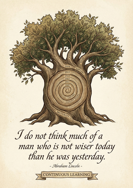 Continuous Learning Wisdom Tree Ring Illustration by Maxi Art