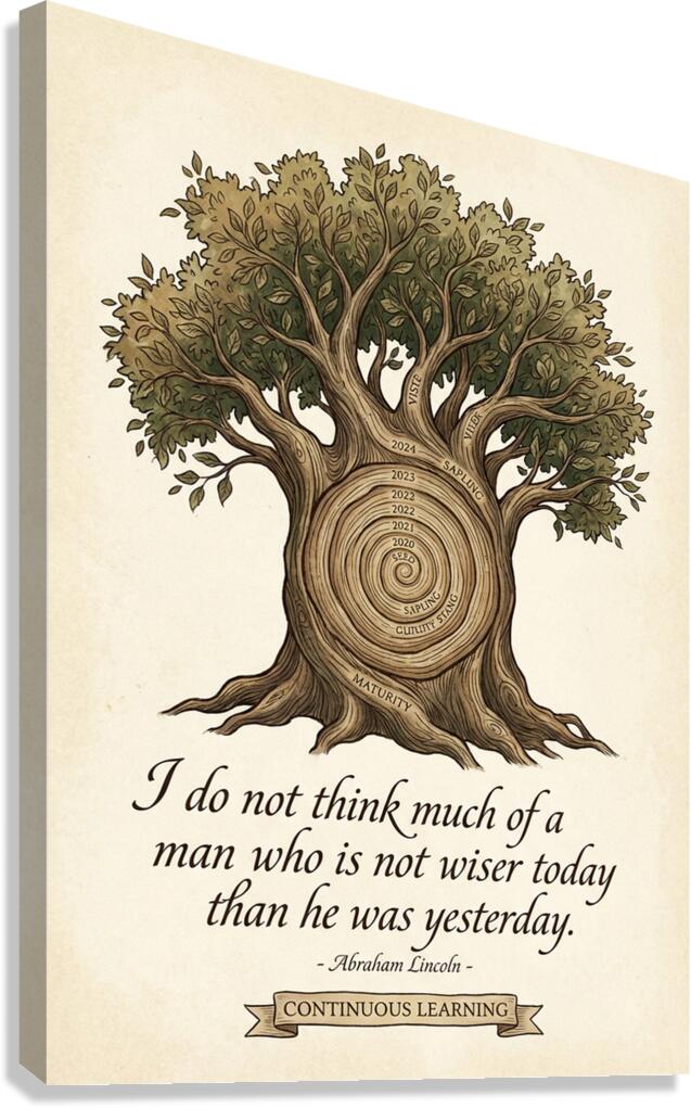 Continuous Learning Wisdom Tree Ring Illustration Canvas Print