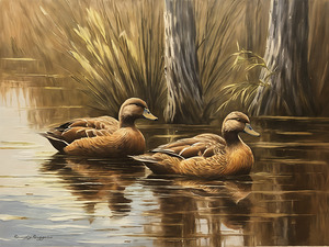 Hens in Haven Duck Print