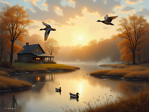 Sunrise Over the Homestead Duck Print