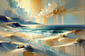 Abstract Golden Dunes Seascape Print