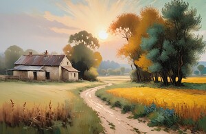 Countryside old barn landscape
