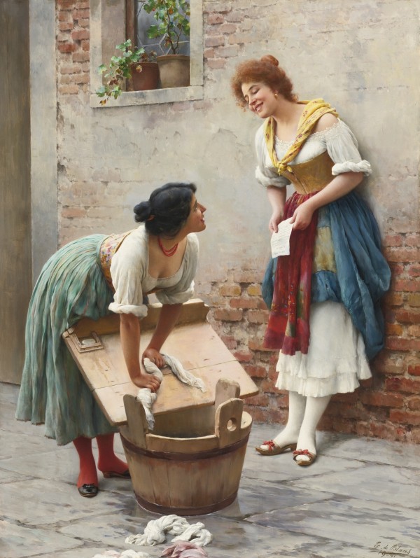 Washing clothes while talking Print