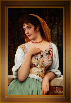 A Pensive Beauty by Eugen von Blaas Old Masters Classical Fine Art Reproduction