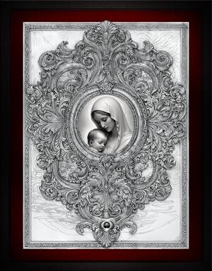 A tranquil illustration of Mary holding the sleeping baby Jesus AI Art by Xzendor7