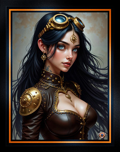 Steampunk Portrait Of The Enigmatic Beauty Lilinae Valorenti Mesmeruzung AI Concept Art by Xzendor7