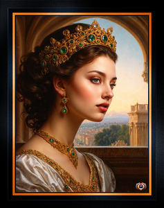 Regal Portrait of a Young Princess Adorned in Emerald and Gold MEsmerizing AI Concept Art by Xzendor7