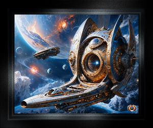 Compellious Galactic Cruiser Traversing Through Alien Space Awe-Inspiring AI Concept Art by Xzendor7