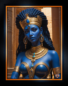 A Mystical Blue Alien Queen in Ancient Regalia Captivating AI Concept Art by Xzendor7