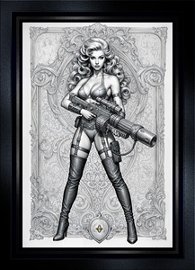 Retrofusion Baroque Pinup Warrior Ariella Saphriel Striking AI Concept Art by Xzendor7