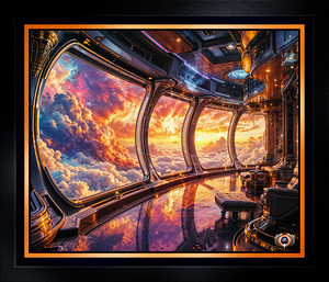 Breathtaking Cloudscape Observation Deck Of The Numatu Starliner Stunning AI Concept Art by Xzendor7