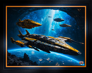 A Fleet of Warships Exiting A Transdimensional Gateway Stunning AI Concept Art by Xzendor7