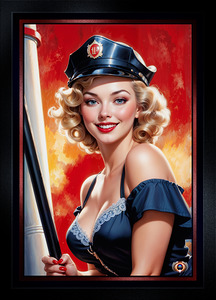 Classic Police Pin-Up Xanthea Romelia Illustrative Portrait Captivating AI Concept Art by Xzendor7