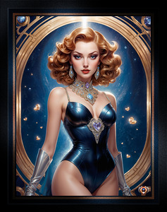 Retro Futuristic Pinup Glamour Portrait Of Illyana Ginacci Gorgeous AI Concept Art by Xzendor7