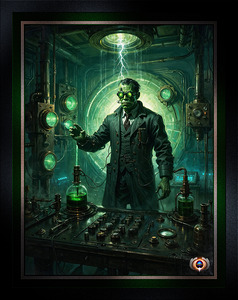 Mad Demon Scientist In His Dark Steampunk Laboratory Nightmarish Halloween AI Concept Art by Xzendor7