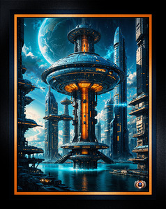The Oblicon Tower Visionary Futuristic Cityscape Masterpiece Astounding AI Concept Art by Xzendor7