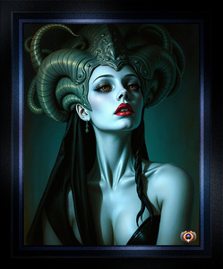 The Enigmatic Portrait of the Majestic Telayia of Sentoya Prime Mesmerizing AI Concept Art by Xzendor7