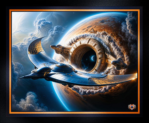 Galactic Starship Exiting The Ipellian Interdimensional Portal Awe-Inspiring AI Concept Art by Xzendor7