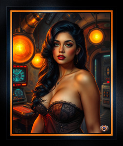 The Captivating Beauty Arkala Amidst Glowing Lights Of Retro Futuristic Technology Captivating AI Concept Art by Xzendor7