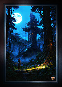 Moonlit Traveler In A Mystical Forest AI Concept