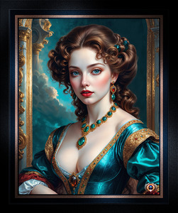 A Masterpiece Portrait of Rhelina Valois A Baroque Beauty in Emerald and Gold Mesmerizing AI Concept Art by Xzendor7