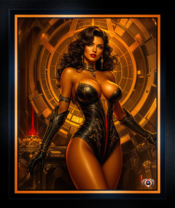 Gilded Portrait Of The Stunning Amara Leonora In Her Lair Gorgeous AI Concept Art by Xzendor7
