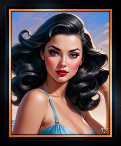 An Enchanting Hollywood Pinup Glamour Girl Amidst An Ocean Sunset Mesmerizing AI Concept Art by Xzendor7