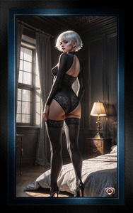 A Timeless Portrait of the Mysterious Platinum Blonde Eloise Vanier Seductive AI Concept Art by Xzendor7