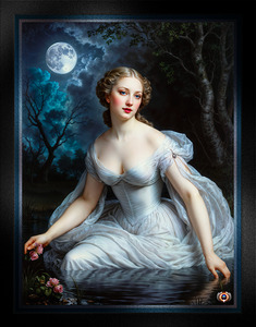 An Ethereal Moonlit Beauty Gathers Pond Flowers At Midnight Captivating AI Concept Art by Xzendor7