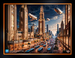 Retro-Futuristic Cityscape Of The 2253 Chicago Worlds Fair Captivating AI Concept Art by Xzendor7