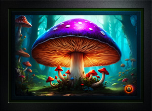 A Giant Fantasy Mushroom Art Poster In The Mystical Forest Of Nomni AI Concept Creation by Xzendor7