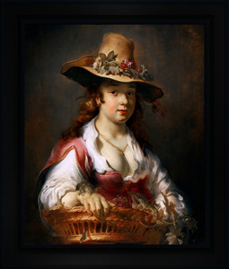 A Girl With A Basket Of Fruit by Jan van Noordt Remastered Xzendor7 Classical Fine Art Old Masters Reproductions