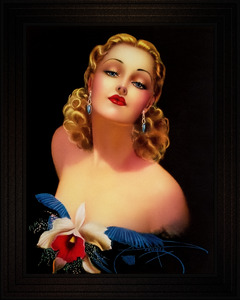 Art Deco Golden Beauty With An Orchid Vintage Illustration Xzendor7 Art Reproductions