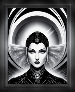 Art Deco Portrait Of Queen Demetra An Alluring AI Concept Art Illustration by Xzendor7