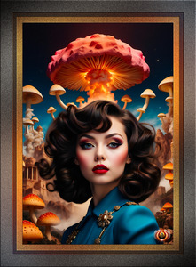 Atomic Mushrooms BARBENHEIMER Retro Fusion Captivating Portrait Art AI Concept Creation by Xzendor7